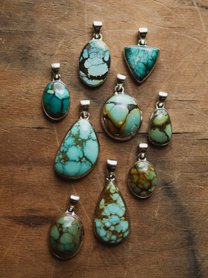 Sterling Silver Turquoise Pendant, CA41