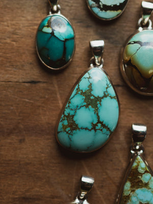 Sterling Silver Turquoise Pendant, CA41