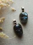 Carved Labradorite Skull Pendant, CA238