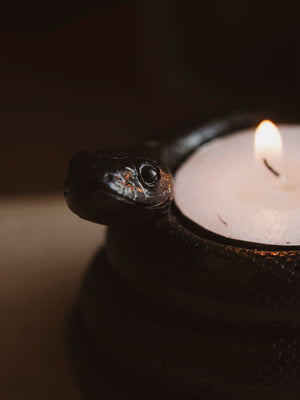 3" Black Snake Tealight Candle Holder, HD176