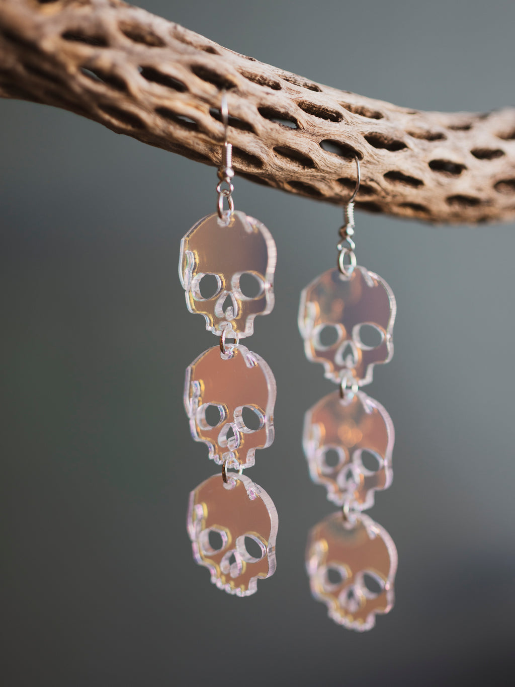 Iridescent Skull Earrings , CA357
