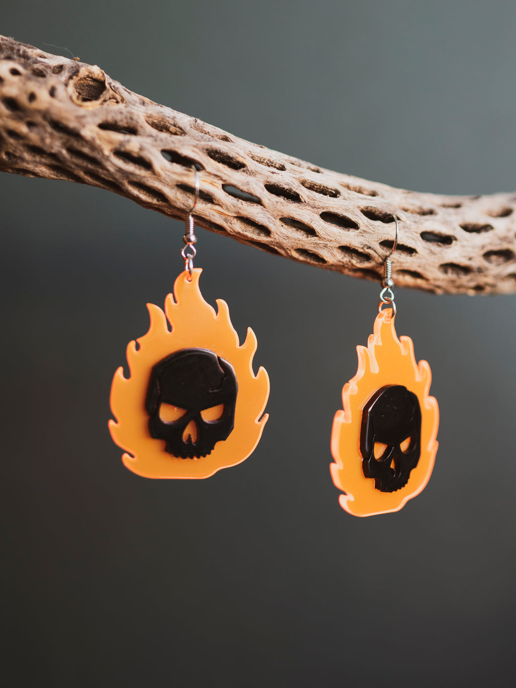 Skull Flame Earrings, CA375