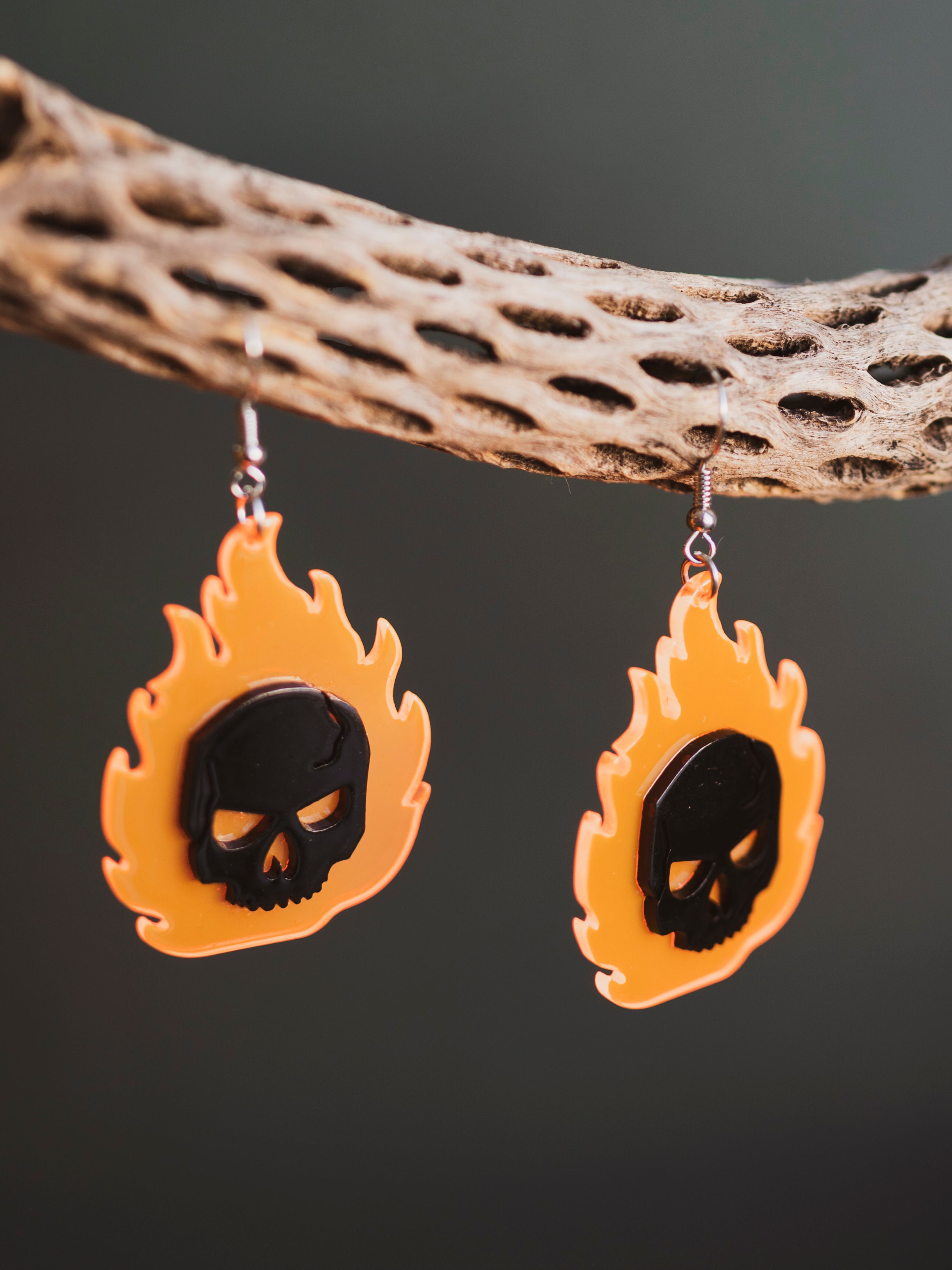 Skull Flame Earrings, CA375