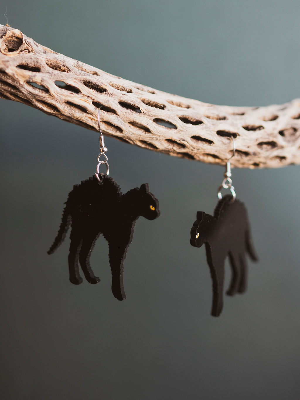 Scared Black Cat Earrings, CA9