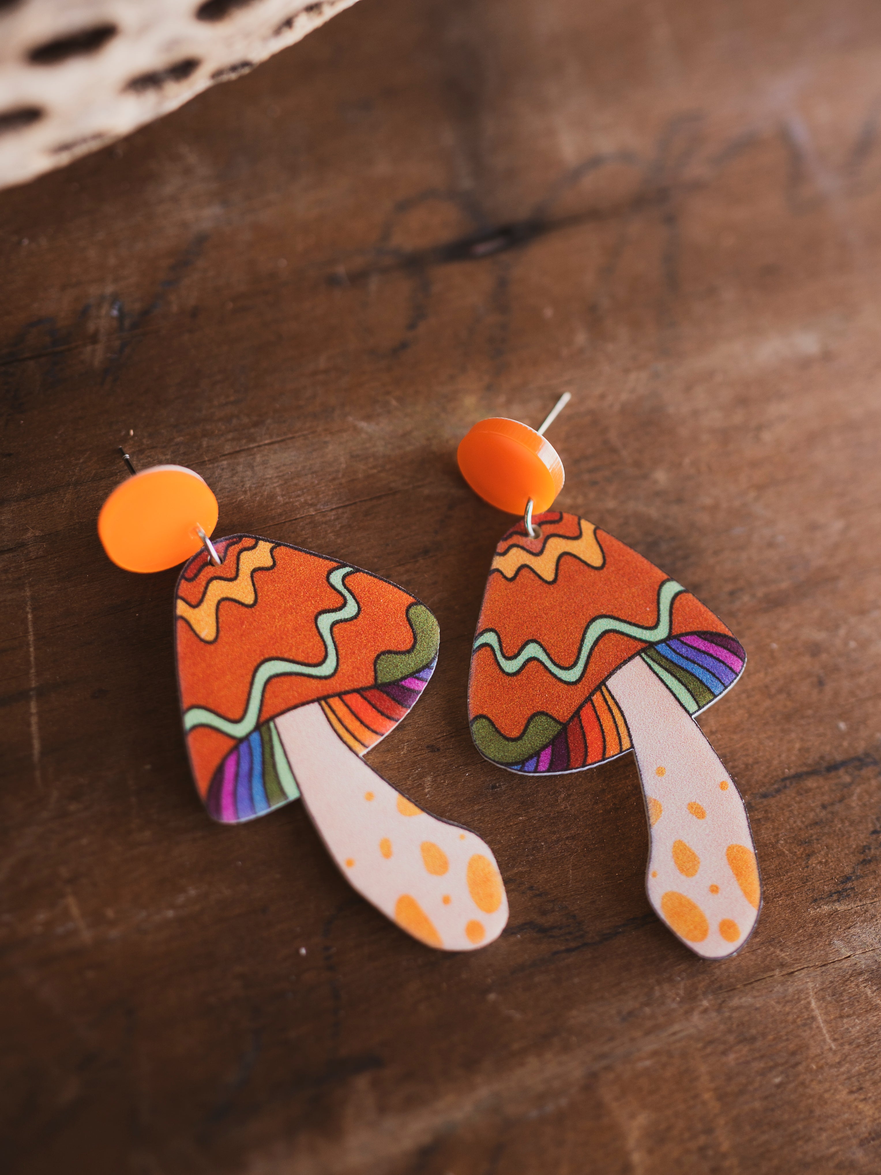 Orange Mushroom Earrings, CA617