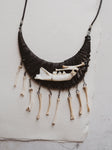 Cat Jaw w/ Mouse Bone Black Cord Necklace, CA865