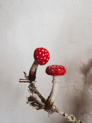 Handmade Felt Red Fly Agaric Mushroom Clip on, CO024