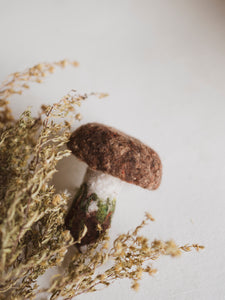 Handmade Felt Brown Cap Mushroom Clip on, CO009